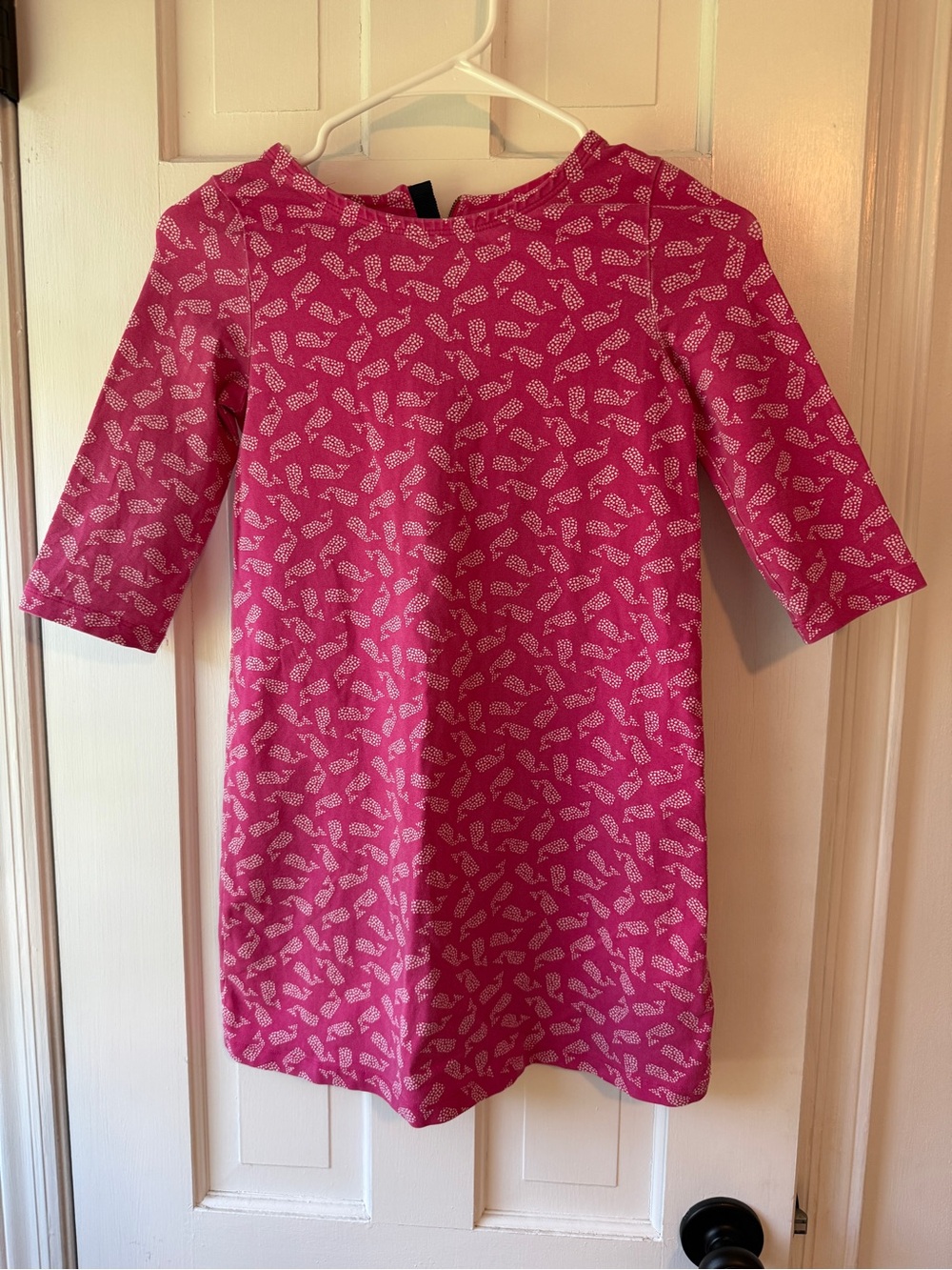 Vineyard Vines VV Girls' Pink Whale 3/4 sleeve Shift Dress